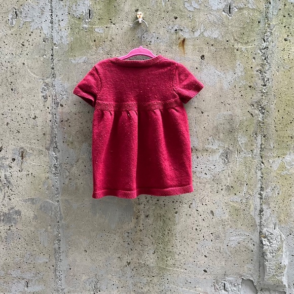 Hanna Andersson Fair Isle Knit Sweater Burgundy Cotton Wool Dress, 12-18 months - Picture 4 of 9